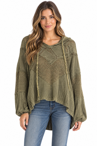 Miss Me Kaza Crochet Knit Pullover