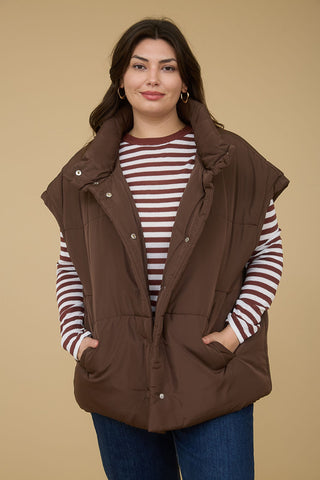 Grace Plus Snap Button Puffer Vest