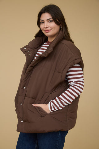 Grace Plus Snap Button Puffer Vest