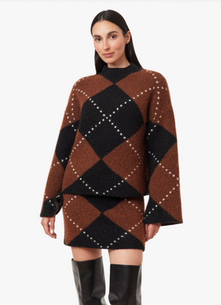 Habitual Tina Argyle Sweater Miniskirt