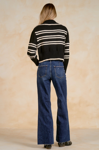 Elan Trish V Neck Collared Sweater