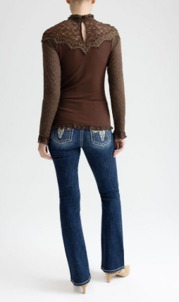 Miss Me Zalina Lace Mock Neck Top
