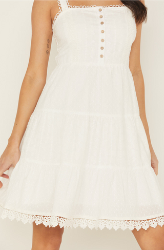Miss Me Lannie Linen Ruffle Dress