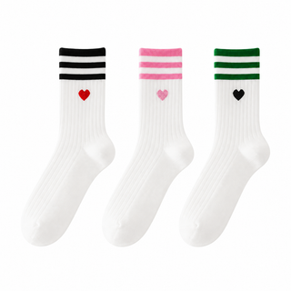 Cozy Socks College Stripe Heart