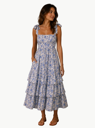 Jana Floral Tiered Midi Dress