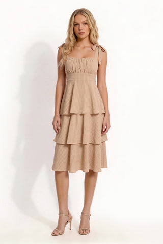 Brittany Pin Stripes Tiered Dress