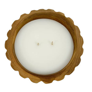 Andaluca Scallop Teakwood Bowl Candle