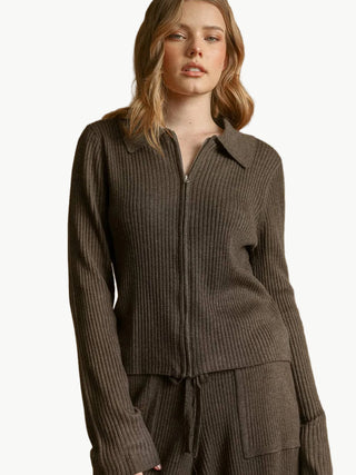 Heather Ribbed Knit Jacket
