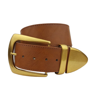 Wide Width Belt with Western Statement Buckle Loop Tip