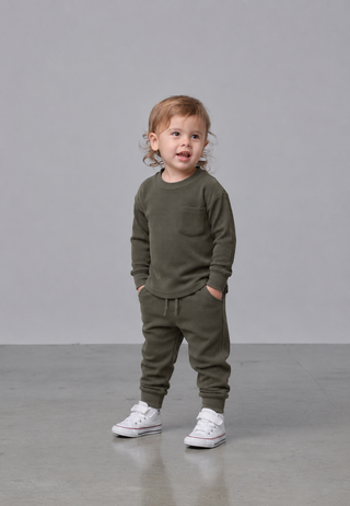 Little Bipsy Baby Boys Green Waffle Jogger
