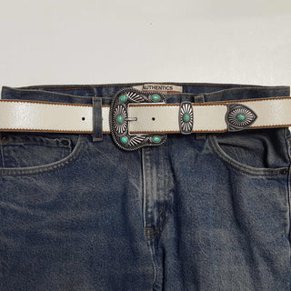 Vintage Leather Belt with Western Buckle