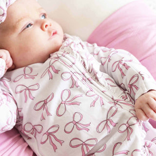 Caden Lane Baby Blushing Bows Ruffle Footie
