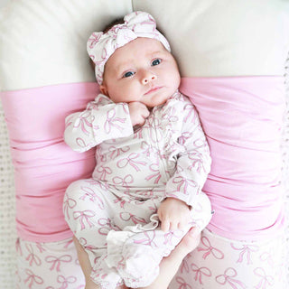 Caden Lane Baby Blushing Bows Ruffle Footie