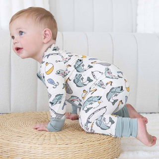 Caden Lane Baby Boy Fishing Zip Romper