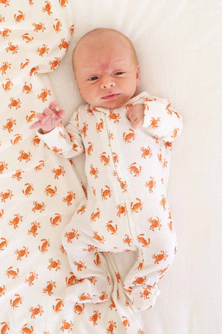 Caden Lane Baby Cutie Crabs Zip Footie