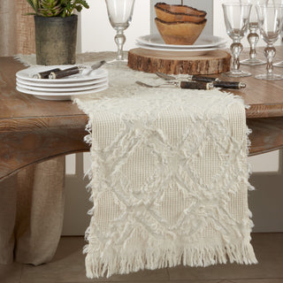 Table Runner Ivory Chevron Design
