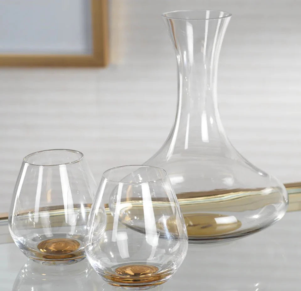 Brunello Wine Decanter with Gold Base