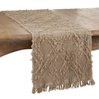 Table Runner Fringe Waffle Design