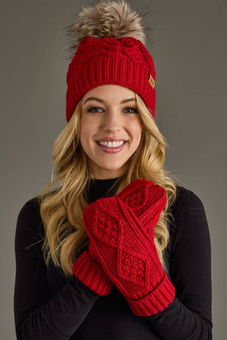 Panache Red Cable Knit Mittens