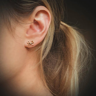 Salt Dainty Stud Bow Earrings