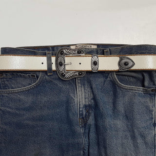 Vintage Leather Belt with Western Buckle
