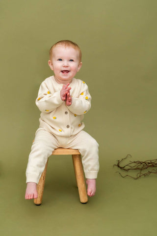 Viverano Lemon Embroidered Cardigan