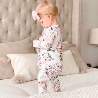 Caden Lane Baby Millies Dusty Rose Ruffle Footie