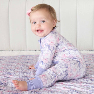 Caden Lane Baby Leightons Lavender Zip Romper