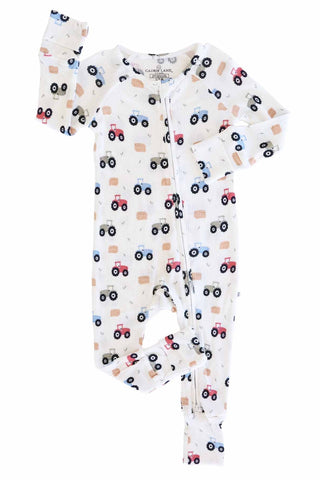 Caden Lane Baby Boy Little Farmer Zip Romper