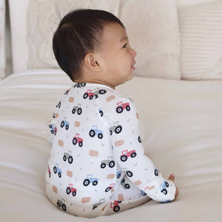 Caden Lane Baby Boy Little Farmer Zip Romper