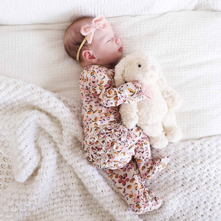 Caden Lane Baby Mauvelous Meadow Ruffle Footie