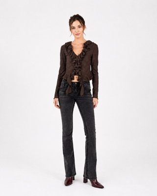 Miss Me Liv Ruffled Crop Blouse