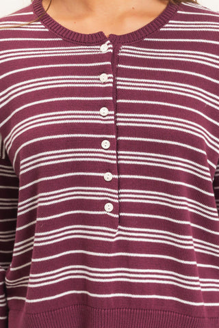 Henley Striped Sweater