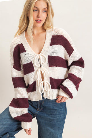 Hannah V Neck Tie Cardigan