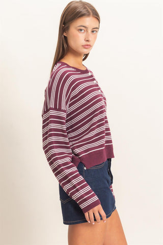Henley Striped Sweater