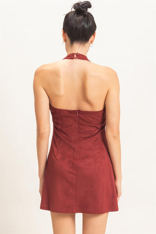 Bethany Suede Halter Dress
