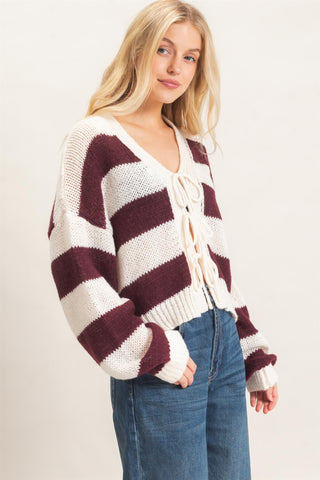 Hannah V Neck Tie Cardigan