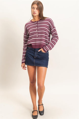 Henley Striped Sweater