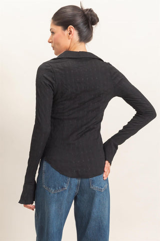 Sandra Textured Collared Top
