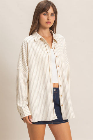 Cara Cream Button Top
