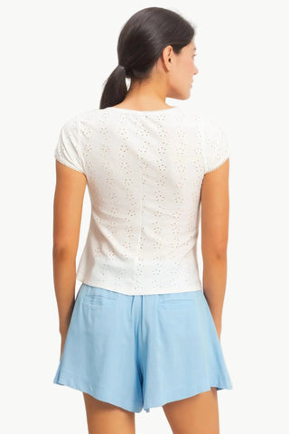 Jenessa Eyelet Button Top