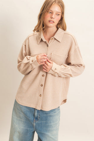 Penny Beige Button Top