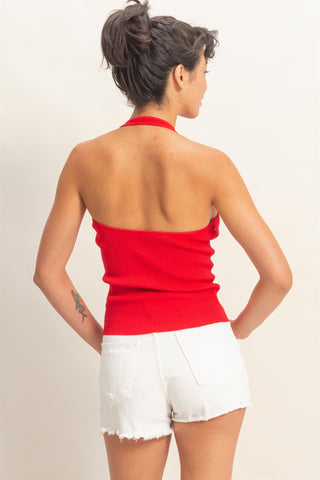Francis Ribbed Halter Top
