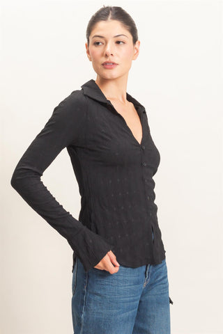 Sandra Textured Collared Top