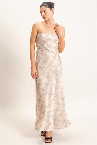 Coral Satin Maxi Dress