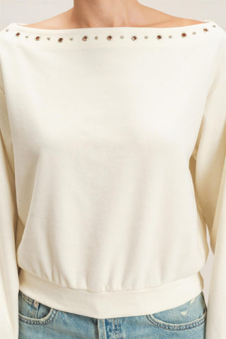 Tiffany Studded Crew Sweatshirt