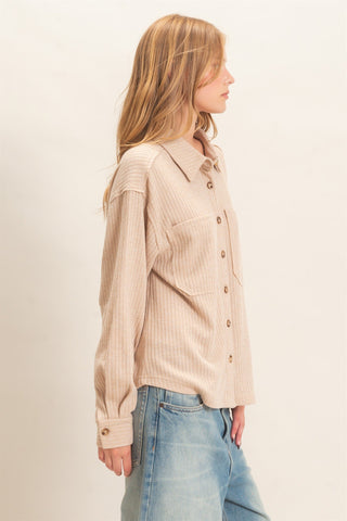 Penny Beige Button Top
