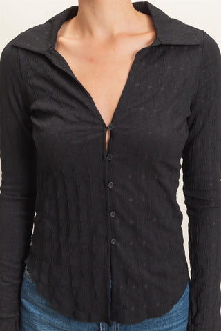 Sandra Textured Collared Top