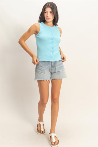 Bethany Ribbed Button Tank
