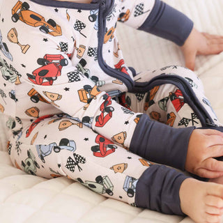 Caden Lane Baby Boy Pit Crew Zip Romper
